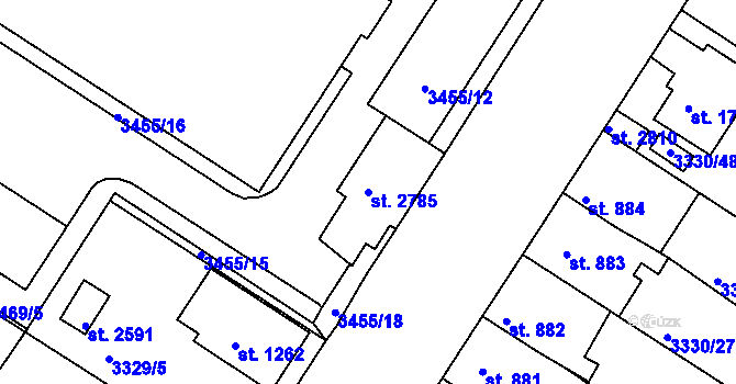 Parcela st. 2785 v KÚ Moravské Budějovice, Katastrální mapa