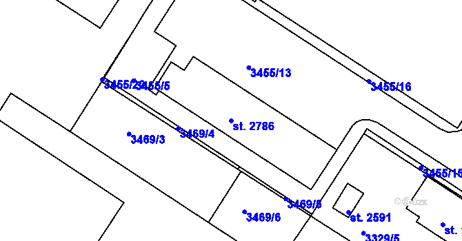 Parcela st. 2786 v KÚ Moravské Budějovice, Katastrální mapa