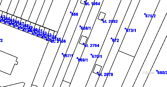 Parcela st. 2794 v KÚ Moravské Budějovice, Katastrální mapa