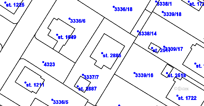 Parcela st. 2886 v KÚ Moravské Budějovice, Katastrální mapa