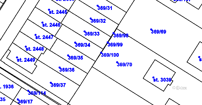 Parcela st. 369/100 v KÚ Moravské Budějovice, Katastrální mapa