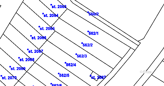 Parcela st. 562/2 v KÚ Moravské Budějovice, Katastrální mapa