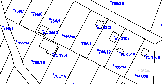 Parcela st. 766/11 v KÚ Moravské Budějovice, Katastrální mapa