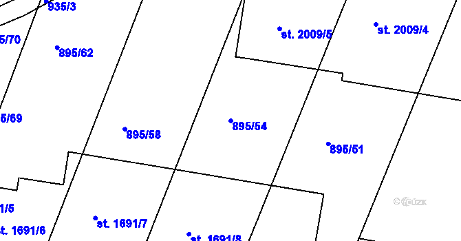 Parcela st. 895/54 v KÚ Moravské Budějovice, Katastrální mapa