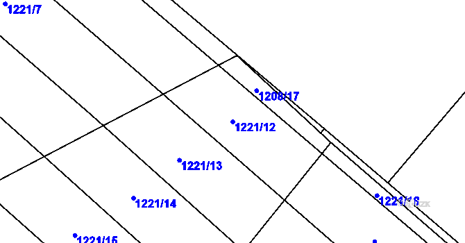 Parcela st. 1221/12 v KÚ Moravské Budějovice, Katastrální mapa