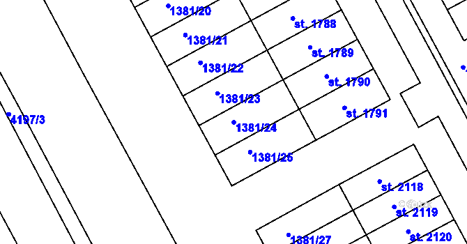 Parcela st. 1381/24 v KÚ Moravské Budějovice, Katastrální mapa