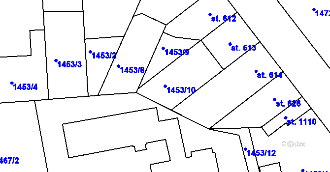 Parcela st. 1453/10 v KÚ Moravské Budějovice, Katastrální mapa