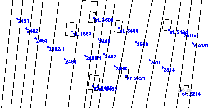 Parcela st. 2492 v KÚ Moravské Budějovice, Katastrální mapa