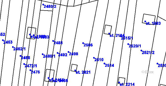 Parcela st. 2506 v KÚ Moravské Budějovice, Katastrální mapa