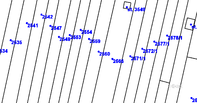 Parcela st. 2560 v KÚ Moravské Budějovice, Katastrální mapa