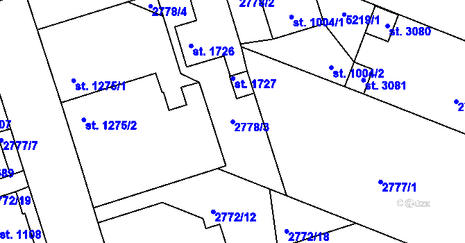 Parcela st. 2778/3 v KÚ Moravské Budějovice, Katastrální mapa