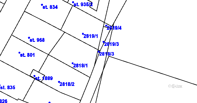 Parcela st. 2818/3 v KÚ Moravské Budějovice, Katastrální mapa