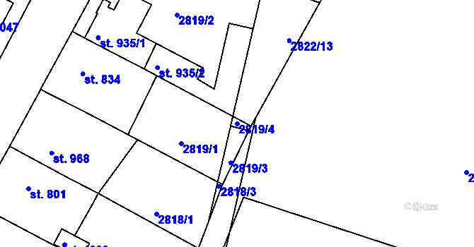 Parcela st. 2819/4 v KÚ Moravské Budějovice, Katastrální mapa