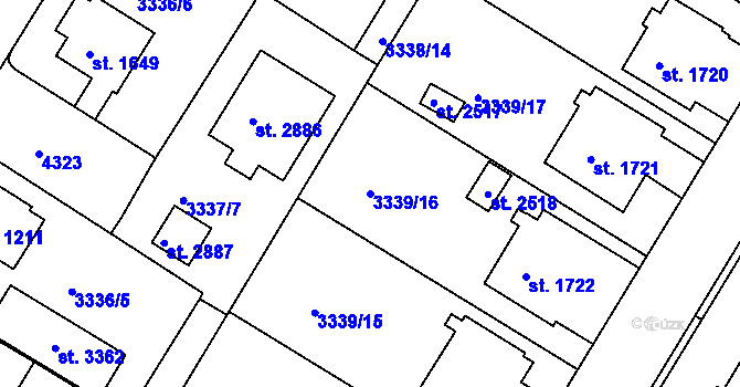 Parcela st. 3339/16 v KÚ Moravské Budějovice, Katastrální mapa