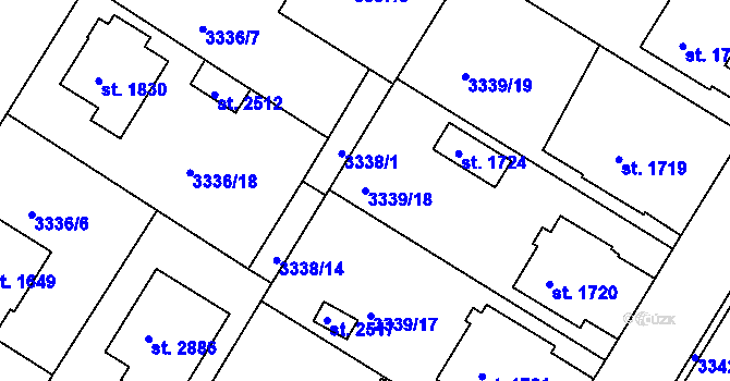 Parcela st. 3339/18 v KÚ Moravské Budějovice, Katastrální mapa