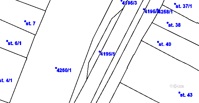 Parcela st. 4195/5 v KÚ Moravské Budějovice, Katastrální mapa