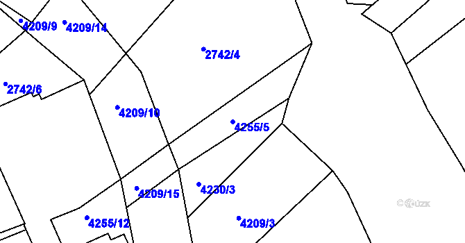 Parcela st. 4255/5 v KÚ Moravské Budějovice, Katastrální mapa