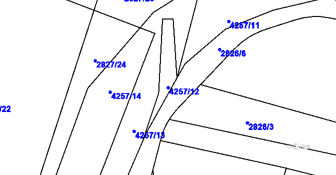 Parcela st. 4257/12 v KÚ Moravské Budějovice, Katastrální mapa