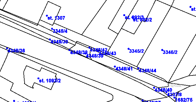 Parcela st. 4348/43 v KÚ Moravské Budějovice, Katastrální mapa