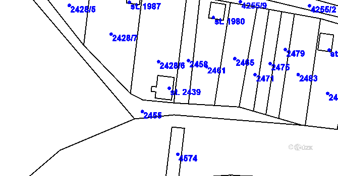 Parcela st. 2439 v KÚ Moravské Budějovice, Katastrální mapa