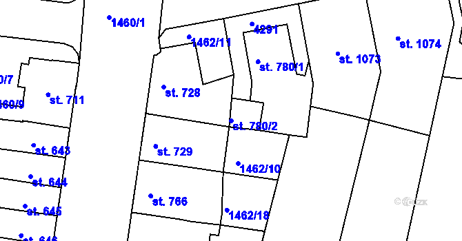 Parcela st. 780/2 v KÚ Moravské Budějovice, Katastrální mapa