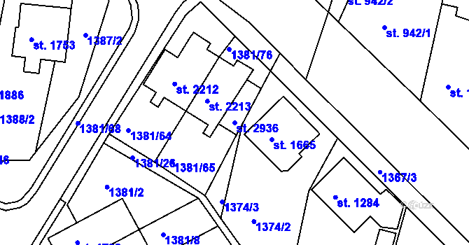 Parcela st. 2936 v KÚ Moravské Budějovice, Katastrální mapa