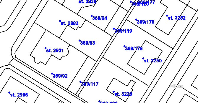Parcela st. 369/118 v KÚ Moravské Budějovice, Katastrální mapa