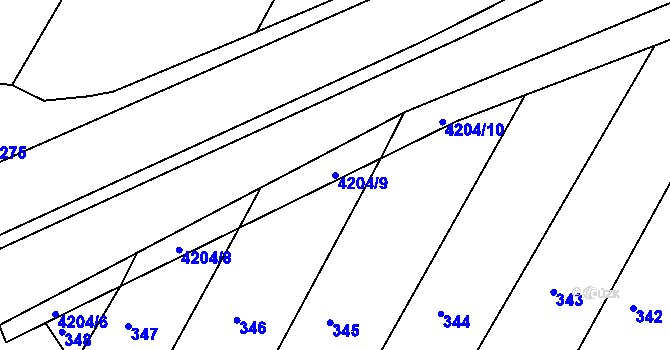 Parcela st. 4204/9 v KÚ Moravské Budějovice, Katastrální mapa