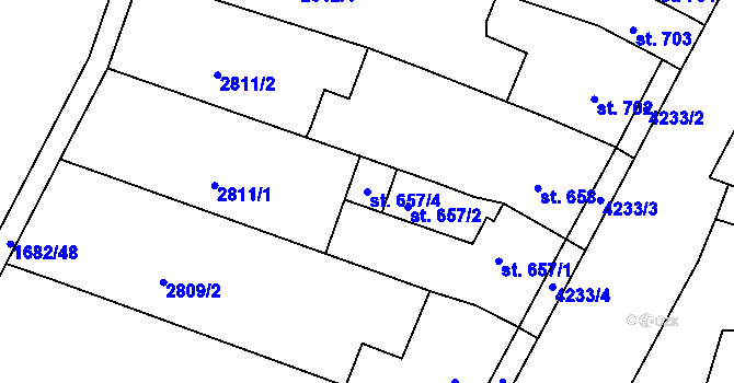 Parcela st. 657/4 v KÚ Moravské Budějovice, Katastrální mapa