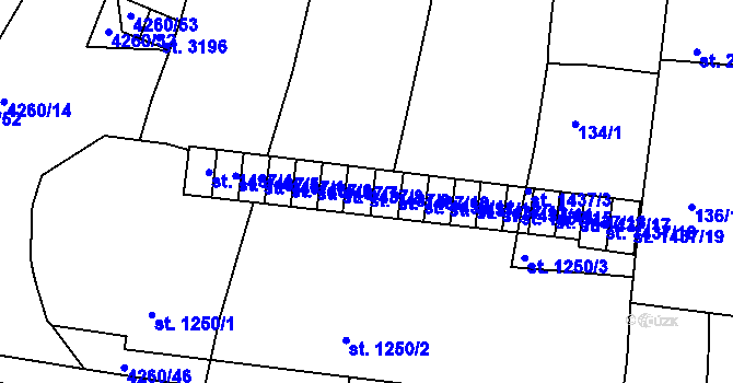 Parcela st. 1437/9 v KÚ Moravské Budějovice, Katastrální mapa