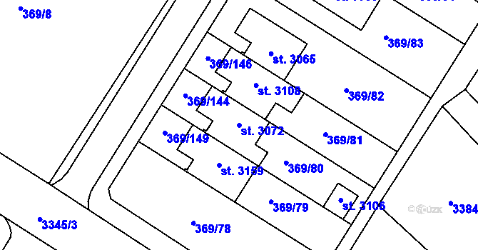 Parcela st. 3072 v KÚ Moravské Budějovice, Katastrální mapa