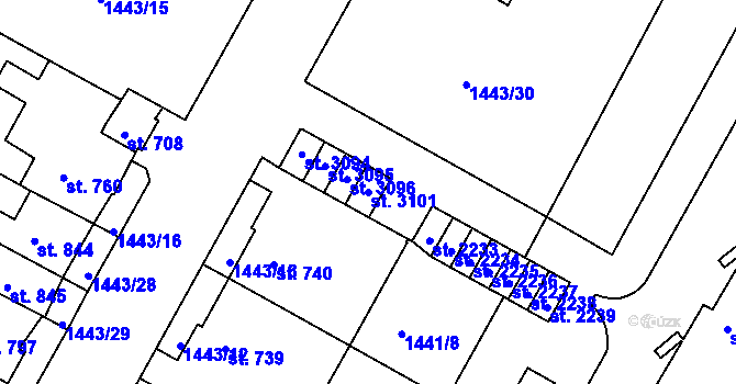 Parcela st. 3101 v KÚ Moravské Budějovice, Katastrální mapa