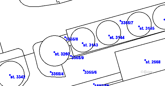 Parcela st. 3143 v KÚ Moravské Budějovice, Katastrální mapa