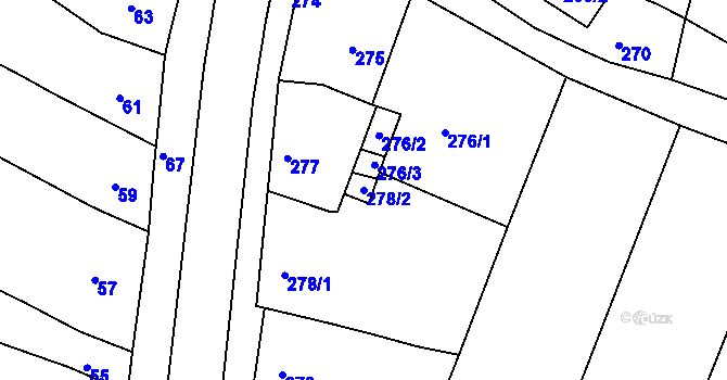 Parcela st. 278/2 v KÚ Moravské Knínice, Katastrální mapa