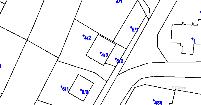 Parcela st. 4/3 v KÚ Moravské Knínice, Katastrální mapa