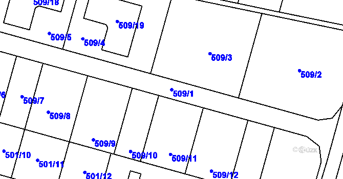 Parcela st. 509/1 v KÚ Moravské Knínice, Katastrální mapa