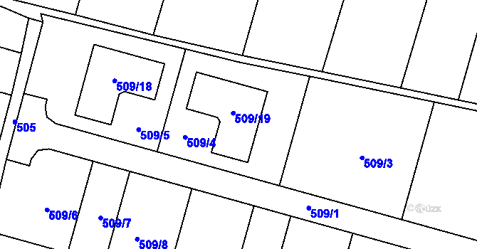 Parcela st. 509/4 v KÚ Moravské Knínice, Katastrální mapa