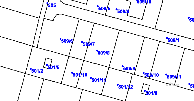 Parcela st. 509/8 v KÚ Moravské Knínice, Katastrální mapa