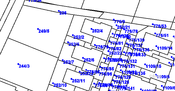 Parcela st. 252/8 v KÚ Moravské Knínice, Katastrální mapa