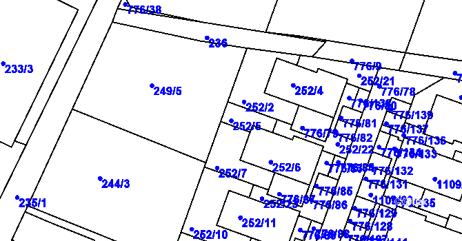 Parcela st. 252/5 v KÚ Moravské Knínice, Katastrální mapa