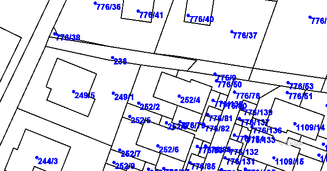 Parcela st. 252/4 v KÚ Moravské Knínice, Katastrální mapa