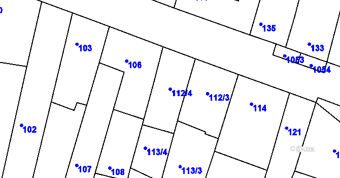 Parcela st. 112/4 v KÚ Moravské Knínice, Katastrální mapa