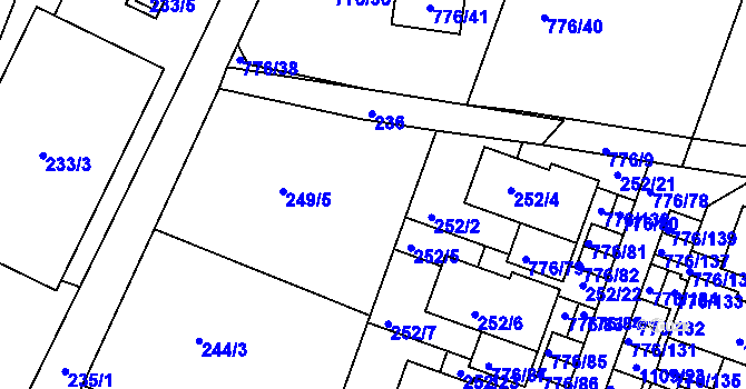 Parcela st. 249/1 v KÚ Moravské Knínice, Katastrální mapa