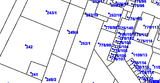 Parcela st. 252/1 v KÚ Moravské Knínice, Katastrální mapa