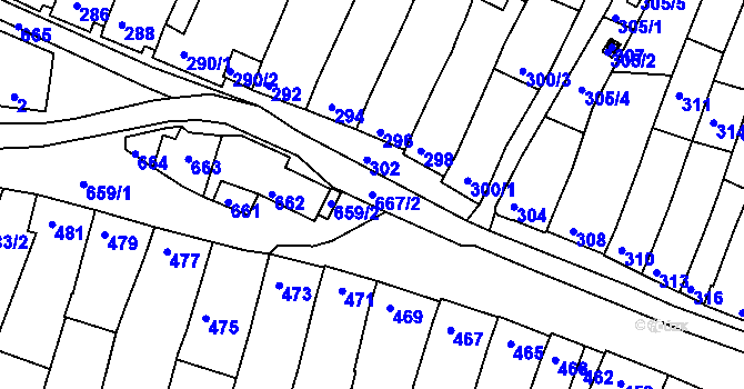 Parcela st. 667/2 v KÚ Moravské Knínice, Katastrální mapa