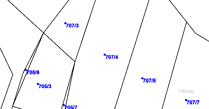 Parcela st. 707/4 v KÚ Moravské Knínice, Katastrální mapa