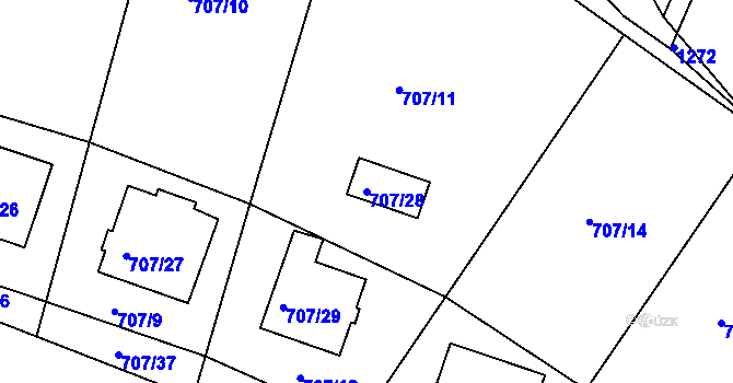 Parcela st. 707/28 v KÚ Moravské Knínice, Katastrální mapa