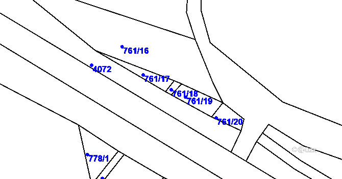 Parcela st. 761/18 v KÚ Moravské Knínice, Katastrální mapa