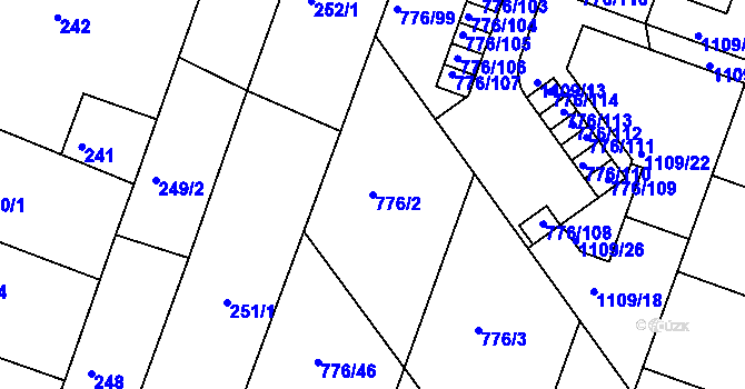 Parcela st. 776/2 v KÚ Moravské Knínice, Katastrální mapa
