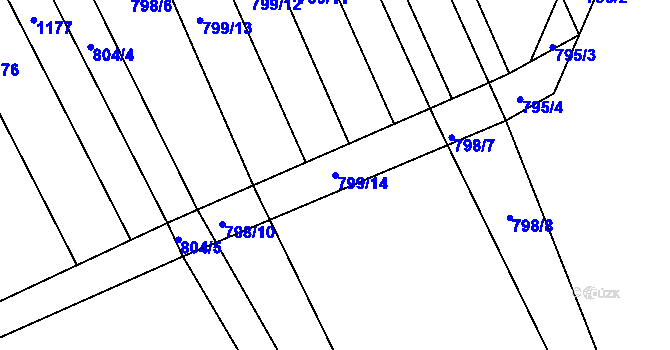 Parcela st. 799/14 v KÚ Moravské Knínice, Katastrální mapa